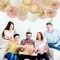 Champagne-Gold White Party-Decorations Paper-Flowers Lanterns - 15PCS Boho Fall Rustic Tissue Pom Poms Streamers,Wedding Baby Bridal Shower Neutral Autumn Birthday Hanging Supplies Decor Hugfond